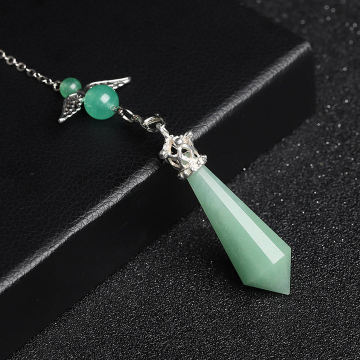 Olivenorma Labradorite Crystal Angel Wings Pendulum - Green Aventurine - image 27