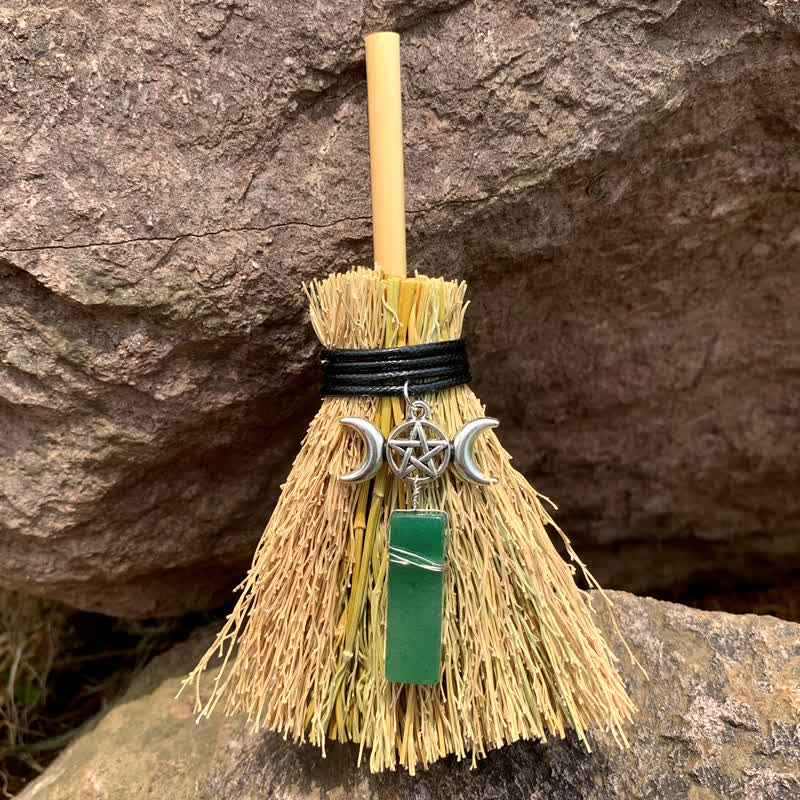 Olivenorma Mini Magic Broom Moon Star Crystal Ornamet - Green Aventurine - image 17