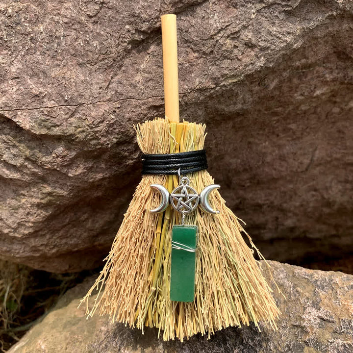 Olivenorma Mini Magic Broom Moon Star Crystal Ornamet - Green Aventurine - image 17