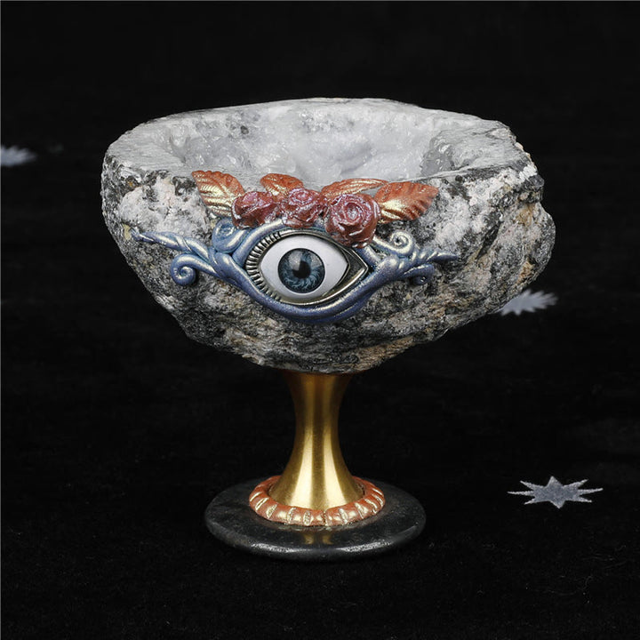 Olivenorma Natural Crystal Geode Holy Grail Evil Eye Decoration - Evil Eye - image 0