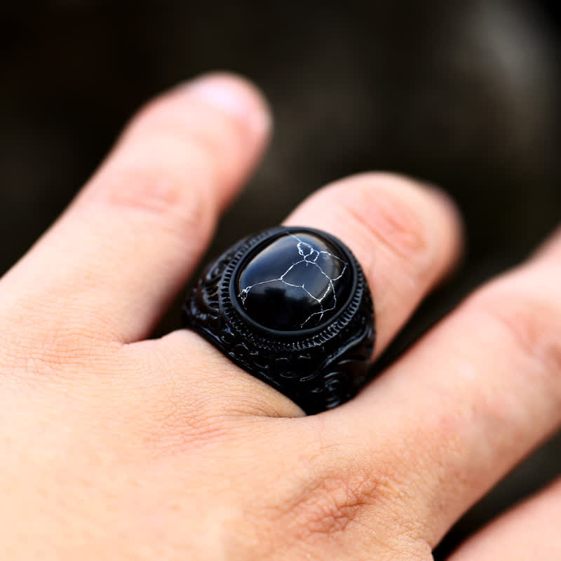 Olivenorma Black Turquoise Stainless Steel Ring - image 1