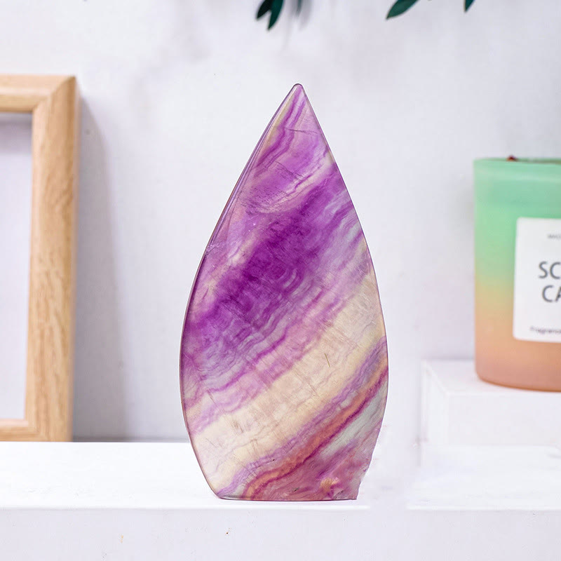 Olivenorma Natural Crystal Flame Shaped Ornaments Gemstone Decoration - Watermelon Fluorite - Approx 150-200g - image 1