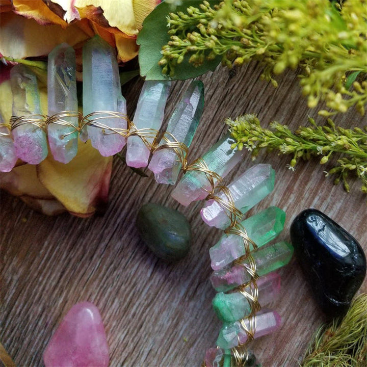 Olivenorma Natural Crystal Rainbow Crown Headband Bridal Headpiece - image 2