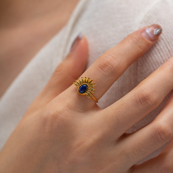 Olivenorma Lapis Lazuli 18k Gold Plated Stainless Steel Ring - Lapis Lazuli - image 0