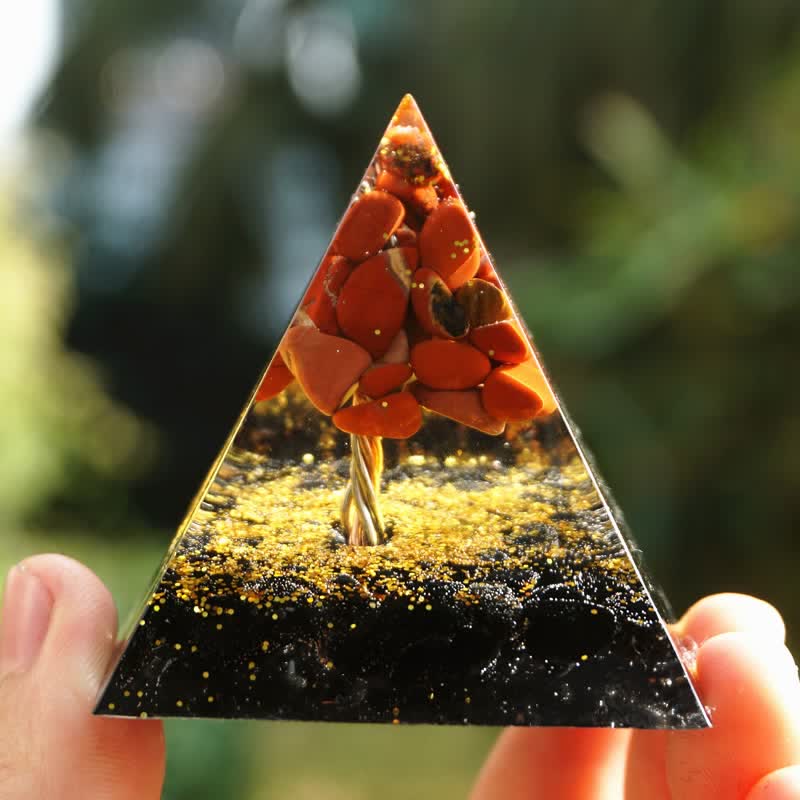 Olivenorma Red Jasper Black Tourmaline Tree Of Life Orgone Pyramid - image 1