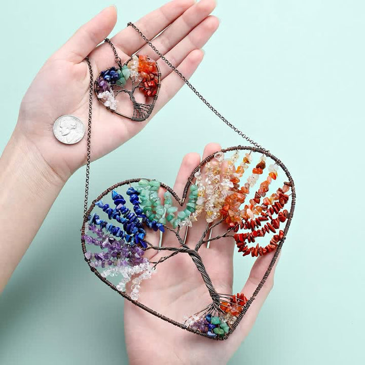 Olivenorma Heart Shape Chakra Tree Of Life Crystal Dream Catcher - image 2