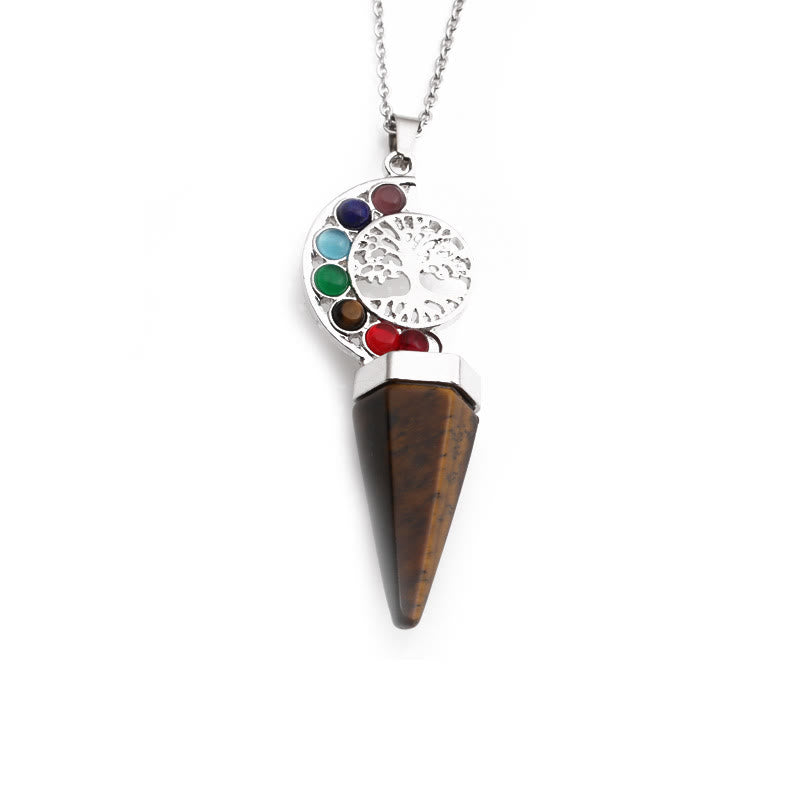 Olivenorma Hexacone Crystal Chakra Tree of Life Pendant Necklace - Chakra&Tiger Eye - image 15