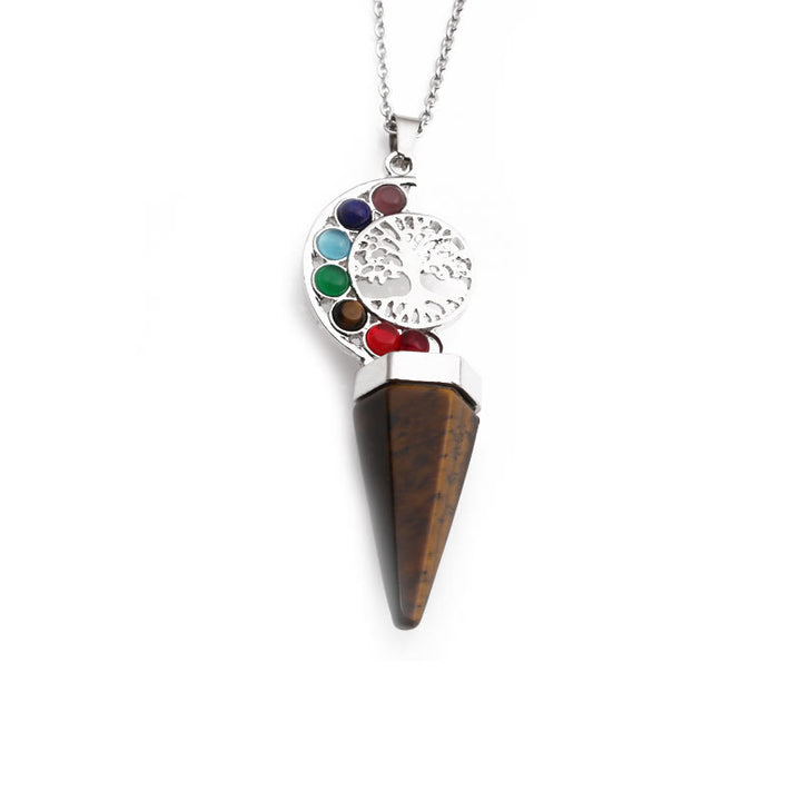 Olivenorma Hexacone Crystal Chakra Tree of Life Pendant Necklace - Chakra&Tiger Eye - image 15