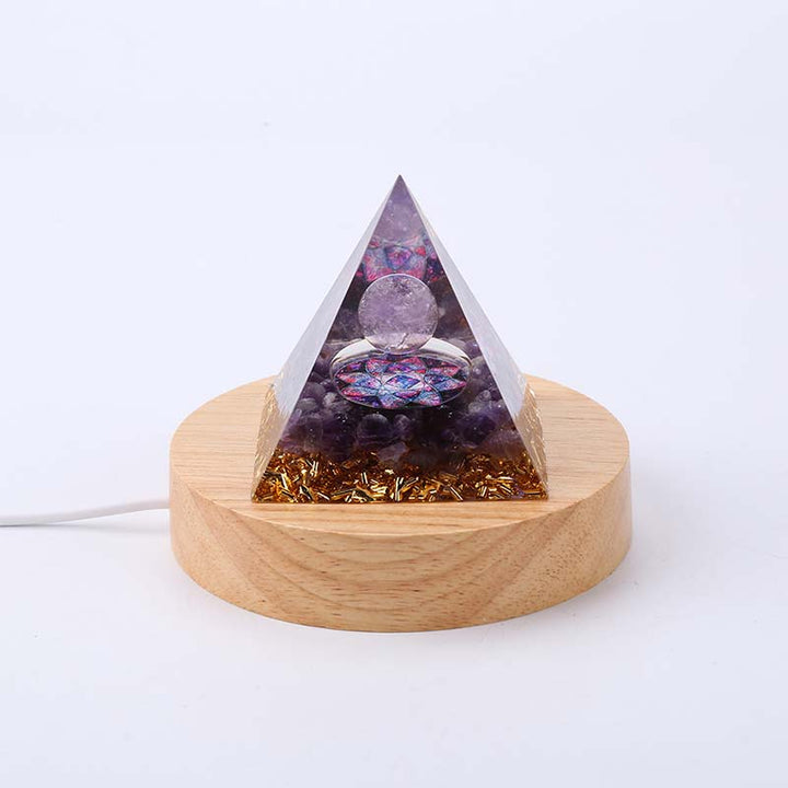 Olivenorma USB Pyramid Light Base Wooden Display Lamp Holder - image 2