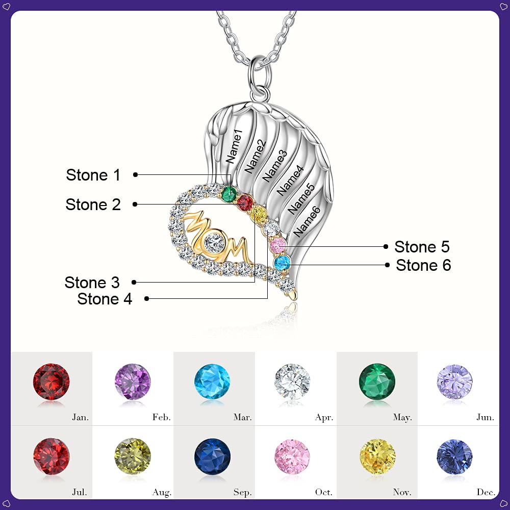 Olivenorma Mothers Birthstones Half Diamond Heart Necklace - image 22