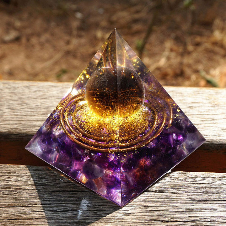 Olivenorma Smoky Quartz Ball with Amethyst Orgone Pyramid - image 2