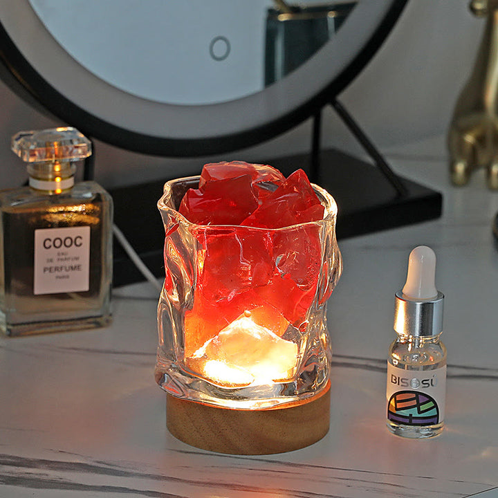 Olivenorma Irregular Glass Stone Essential Oil Crystal Aromatherapy Lamp - Garnet - Shangri-la - image 5