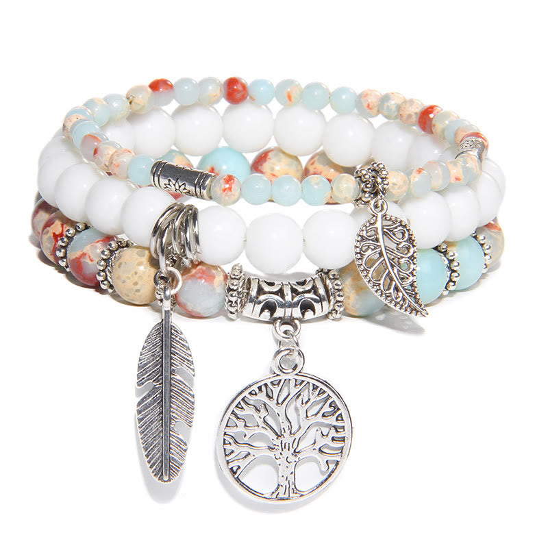 Olivenorma "Nature's Healing Moments" Blue Shoushan Stone Tree Of Life 3 Pieces Bracelet Set  - Blue Shoushan Stone - image 0