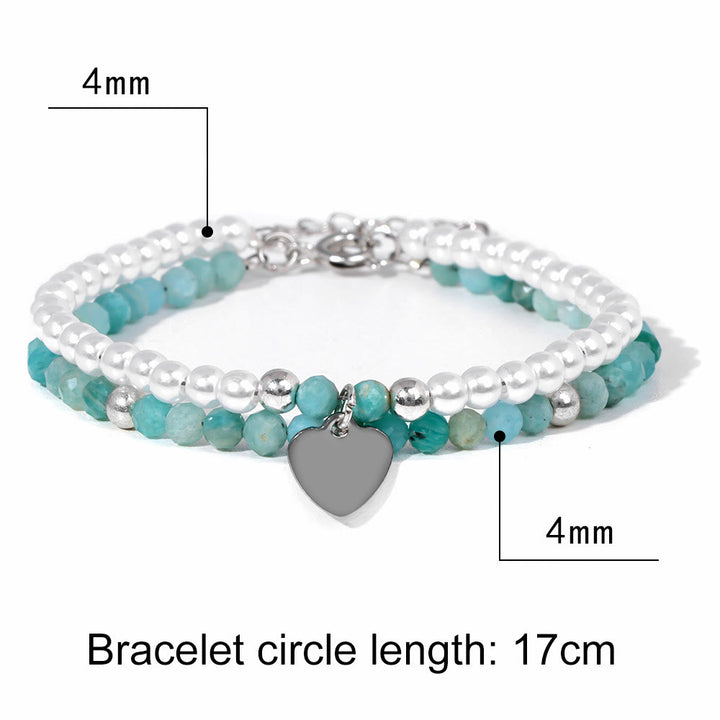 Olivenorma Faceted Stone Pearl Heart Charm Double Layer Bracelet - image 23