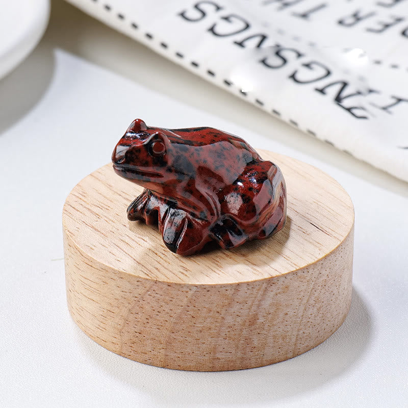 Olivenorma Natural Gemstone Carved Frog Statue Gemstone Decoration - Red Obsidian - image 15