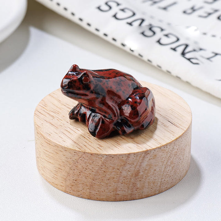 Olivenorma Natural Gemstone Carved Frog Statue Gemstone Decoration - Red Obsidian - image 15
