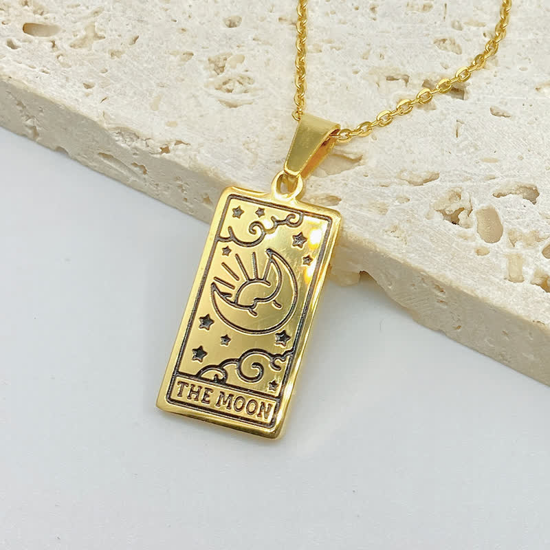 Olivenorma Vintage Tarot Card Fortune Necklace - The Moon - Gold - image 4