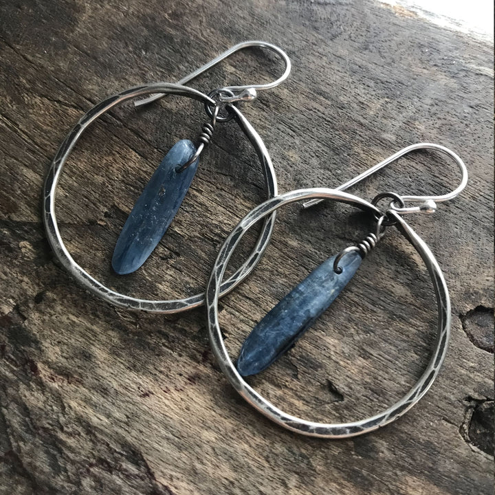Olivenorma Retro Lapis Lazuli Large Hoop Earrings - Lapis Lazuli - image 0