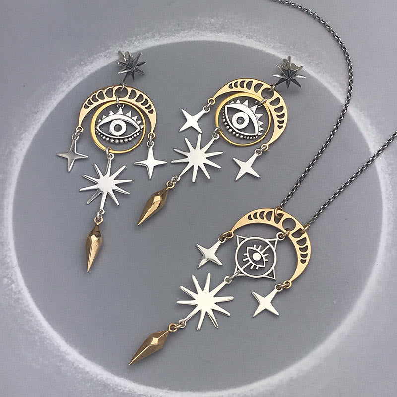 Olivenorma Evil Eye Star Moon Witch Earrings - image 1