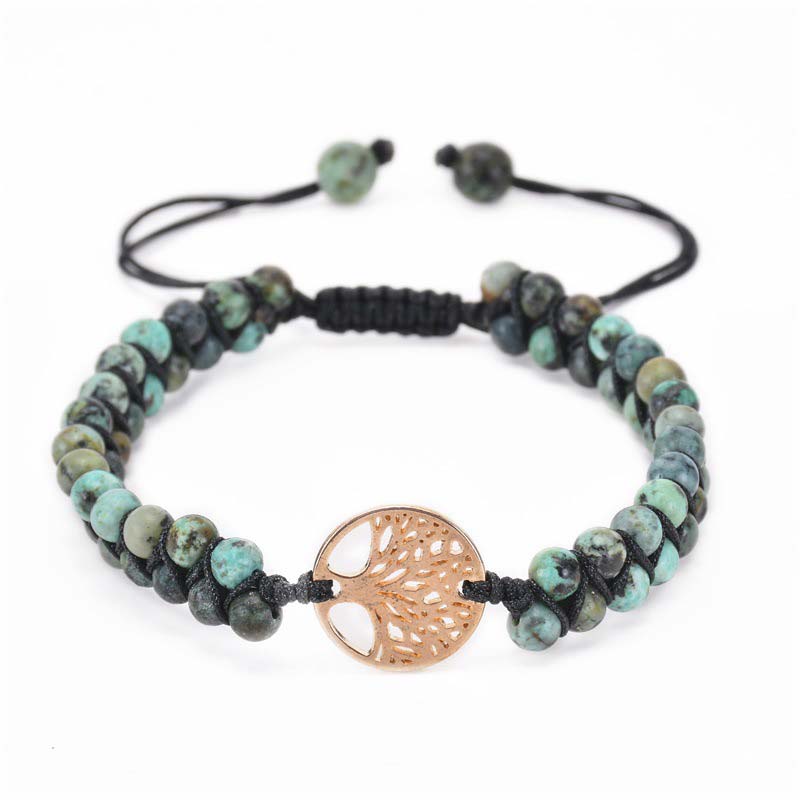 Olivenorma Tree of Life Natural Crystal Double Braided Bracelet - Turquoise - image 14