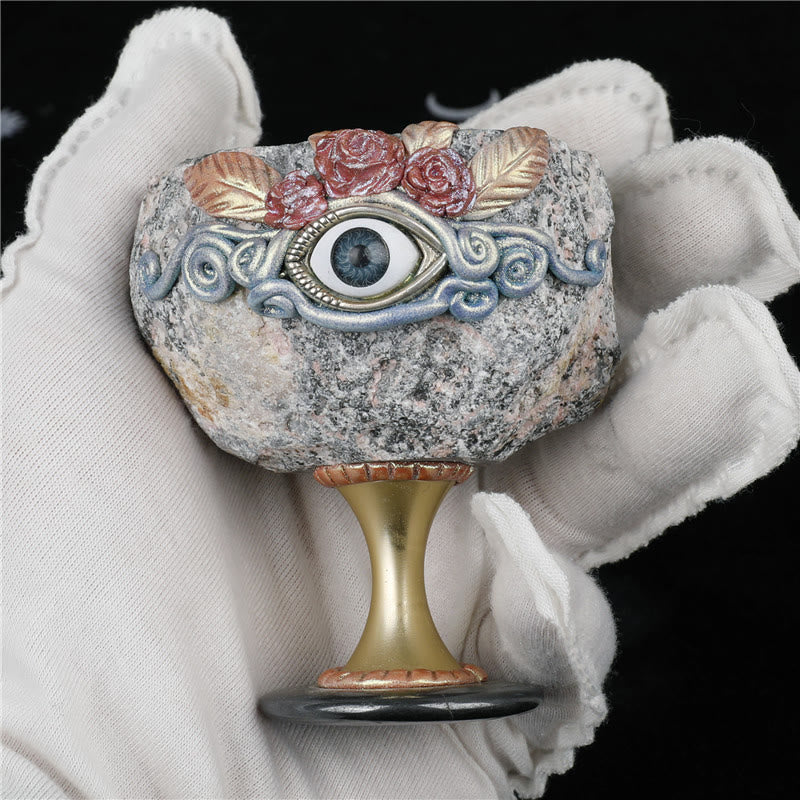 Olivenorma Natural Crystal Geode Holy Grail Evil Eye Decoration - image 1