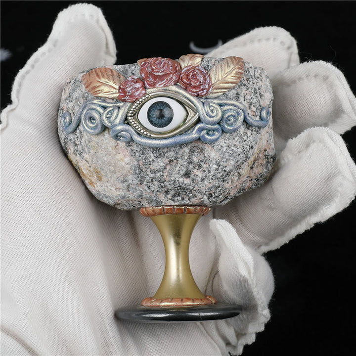 Olivenorma Natural Crystal Geode Holy Grail Evil Eye Decoration - image 1