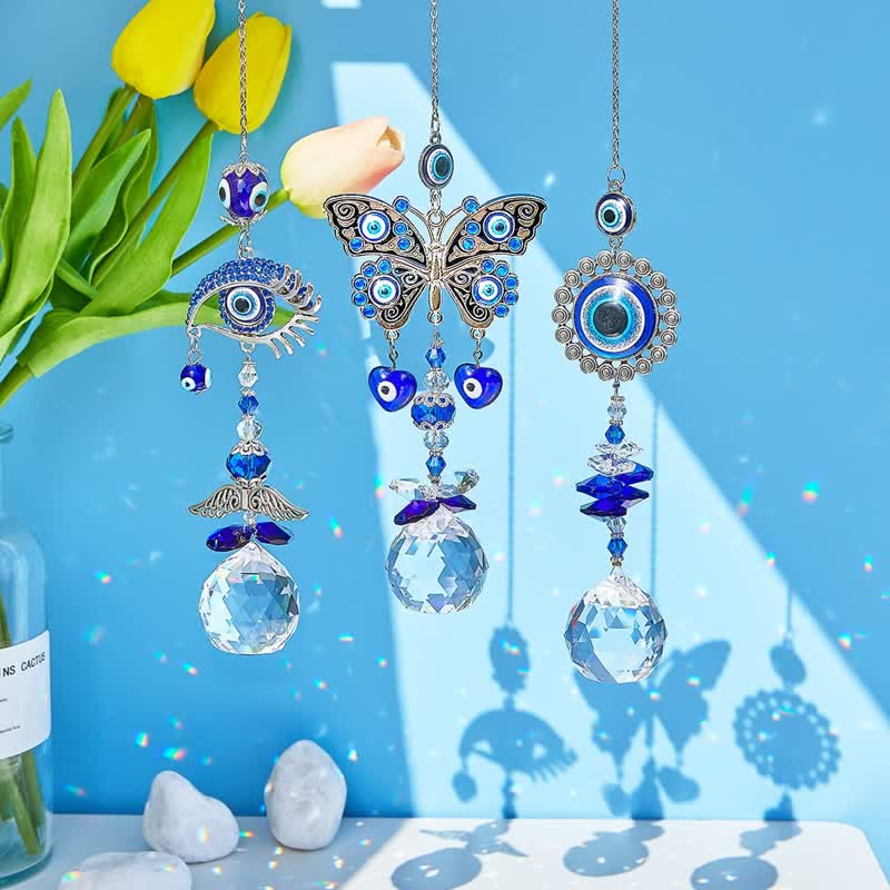 Blue Evil Eye Suncatcher Wind Chime - image 7