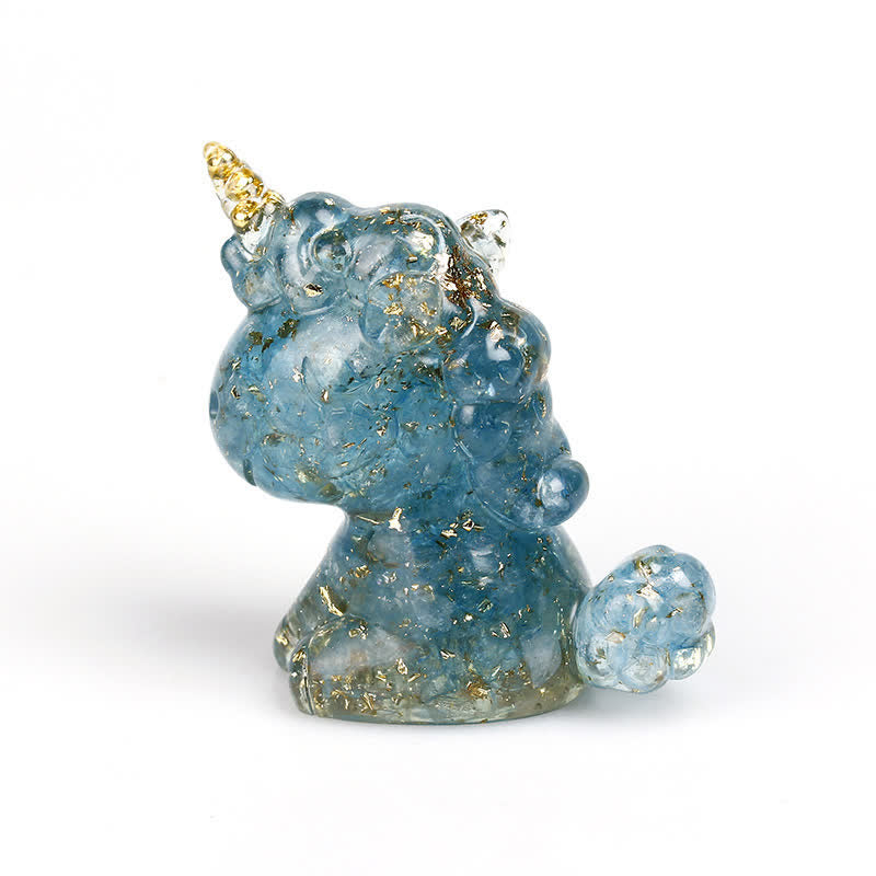 Olivenorma Crystal Unicorn Gemstone Decoration - Aquamarine - image 9
