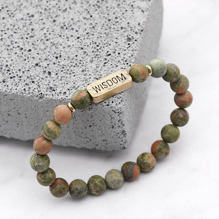 Olivenorma Natural Gemstone Wisdom Engraving Bracelet - image 5