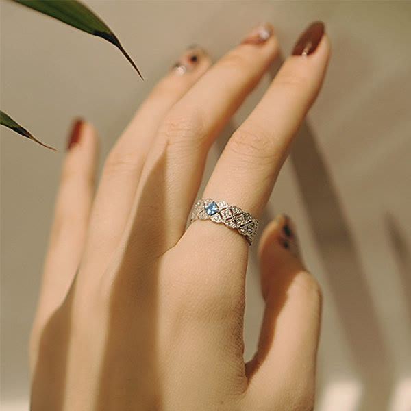 Olivenorma "Sea Blue" Retro Blue Topaz Ring - image 1