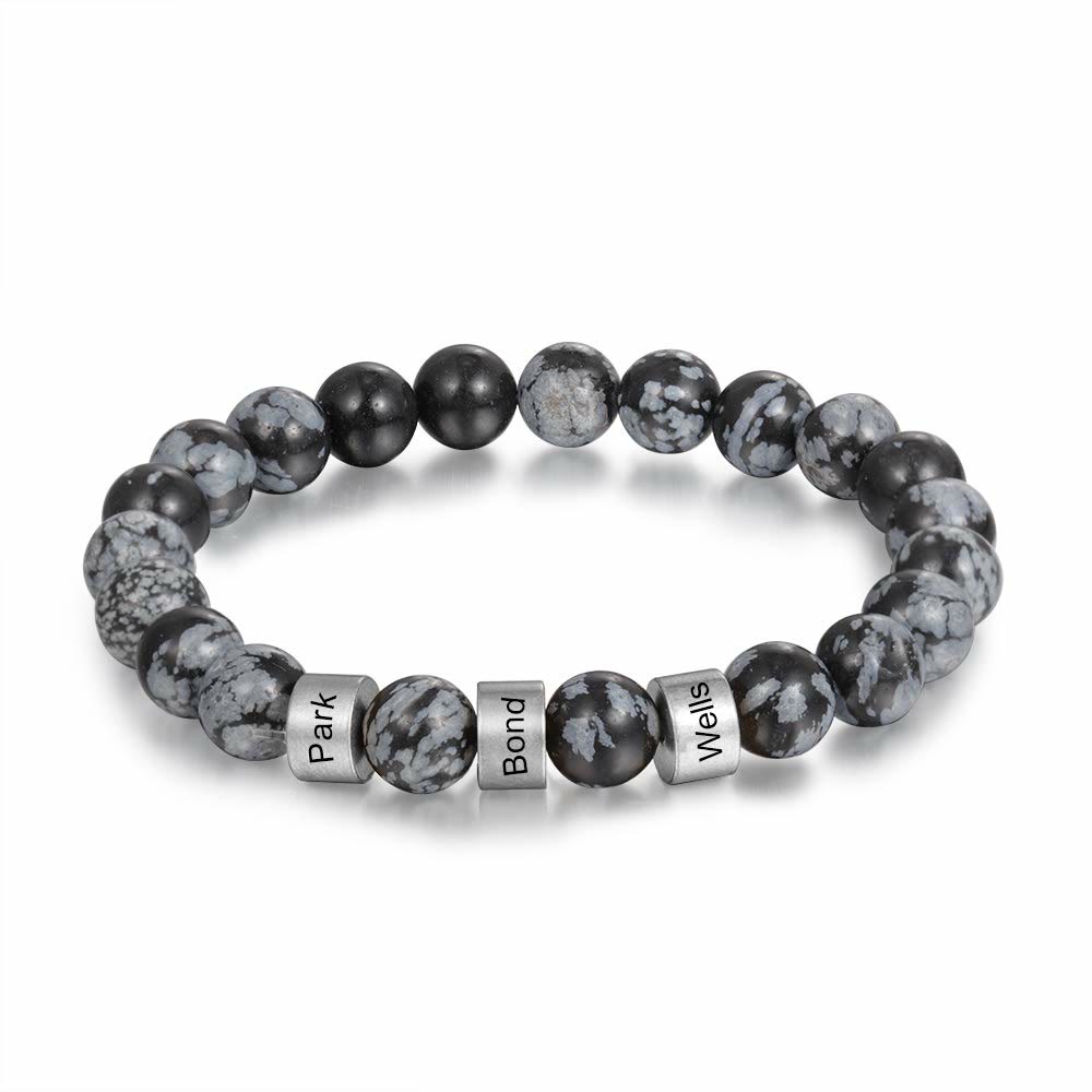 Olivenorma Natural Stone Engraving Personalized Beads Men Bracelet - image 14