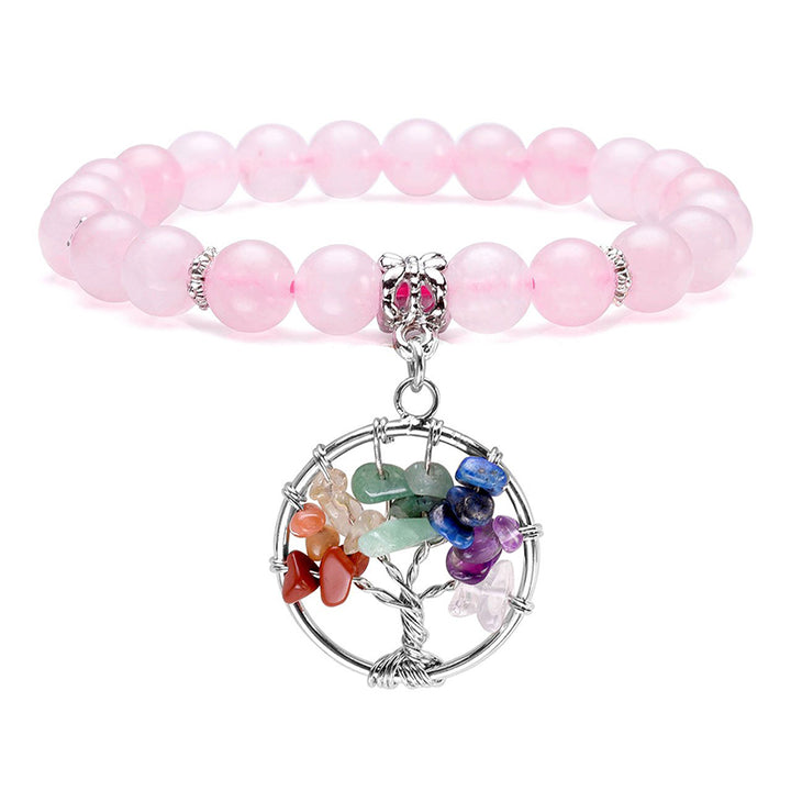 Chakra Tree Of Life Amethyst Bracelet - Rose Quartz - image 6