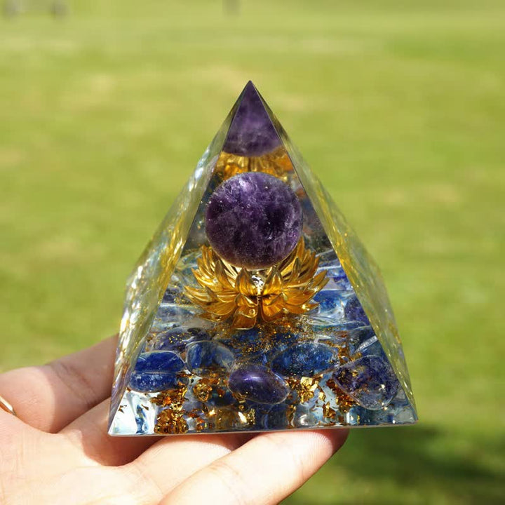 Olivenorma Amethyst Sphere Lapis Lazuli Lotus Orgone Pyramid - image 1