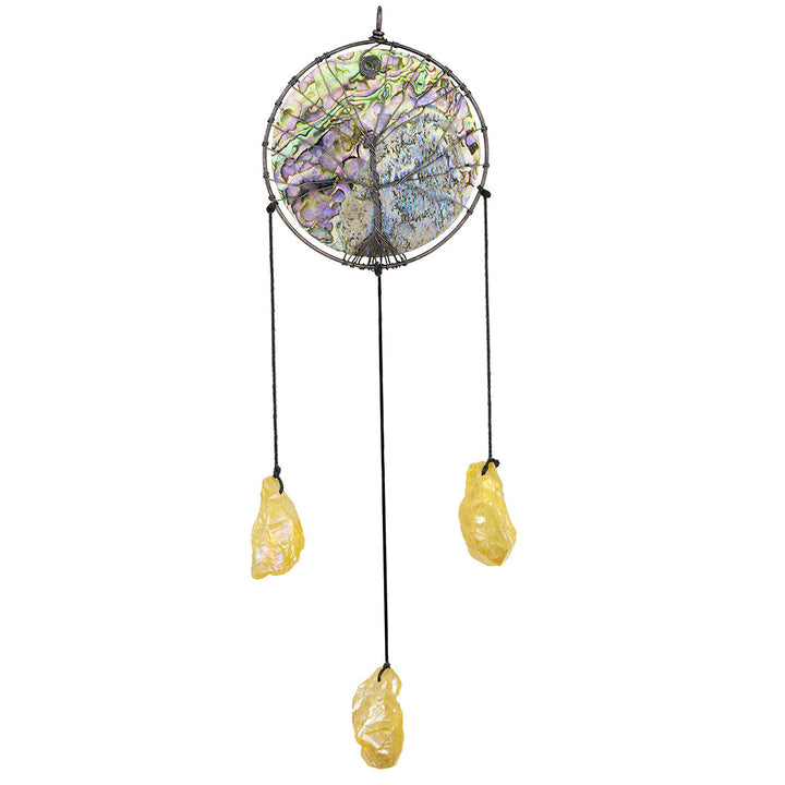 Olivenorma Abalone Shell Tree Of Life Hanging Ornament - Electroplated Yellow Crystal - image 11