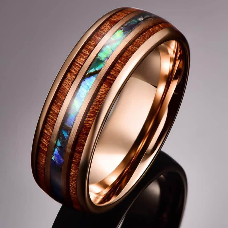 FREE Today: Koa Wood and Abalone Shell Tungsten Ring - Rose Gold - 13 - image 16