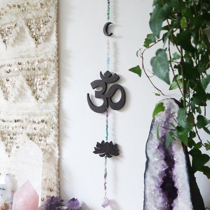 Olivenorma Rainbow Gemstone Lotus OM Moon Wall Decor - image 2