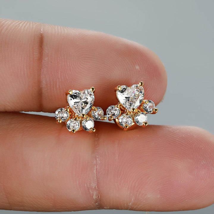 Olivenorma Kawaii Opal White Zircon Kitty Paw Earrings - image 4
