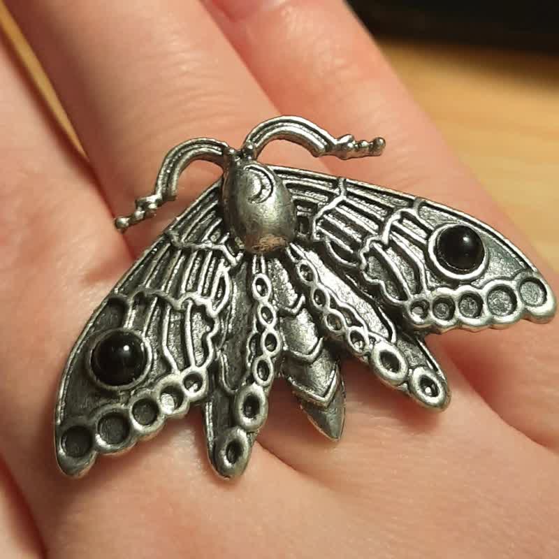 Olivenorma With Gemstones Luna Moth Witch Ring - image 2