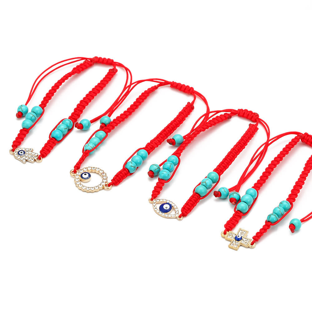 Olivenorma Turquoise White Zircon Evil Eye Braided Adjustable Bracelet - image 21