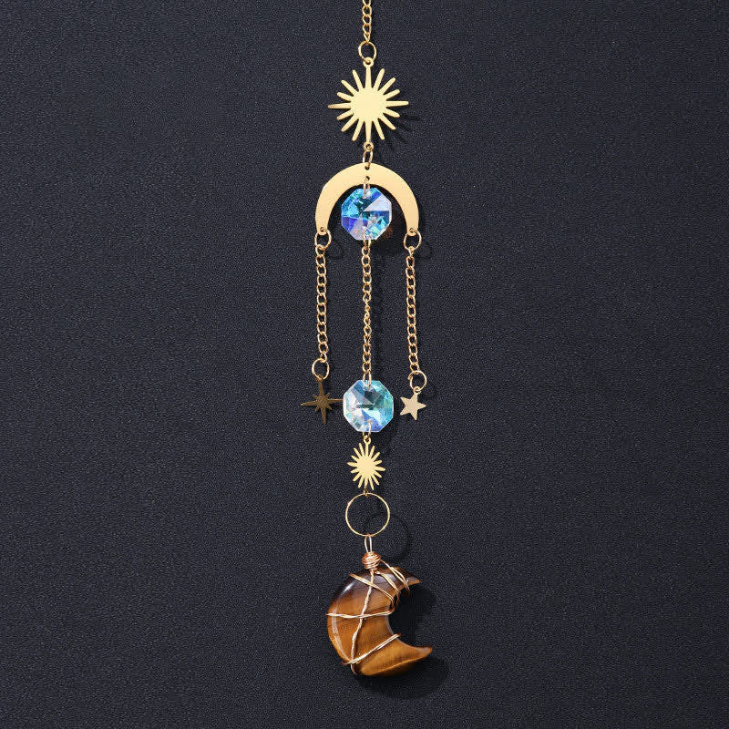 Sun And Moon Crystal Handmade Gemstone Ornament - Tiger Eye - image 7