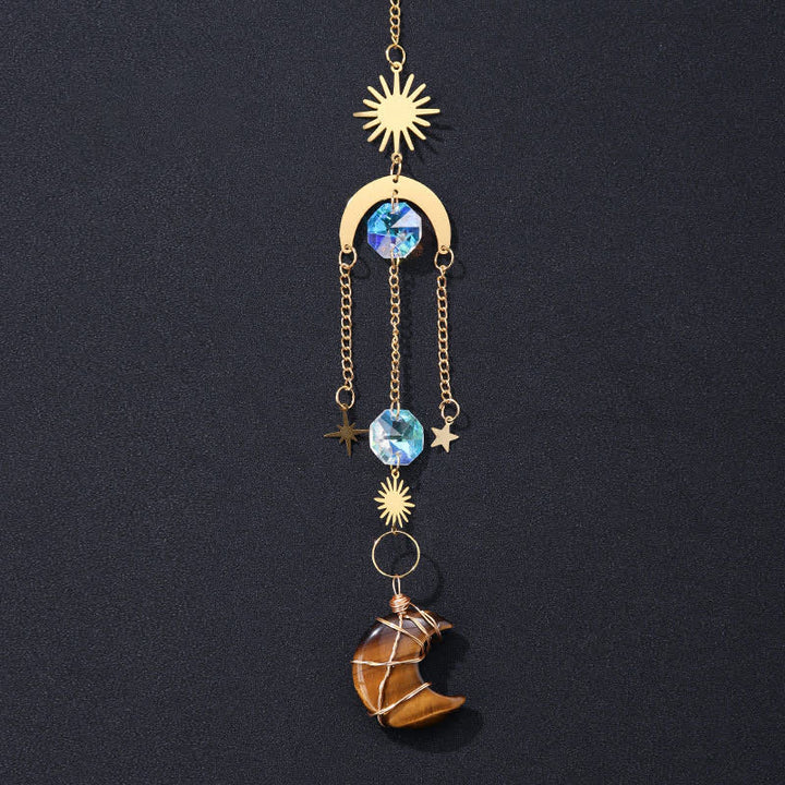 Sun And Moon Crystal Handmade Gemstone Ornament - Tiger Eye - image 7