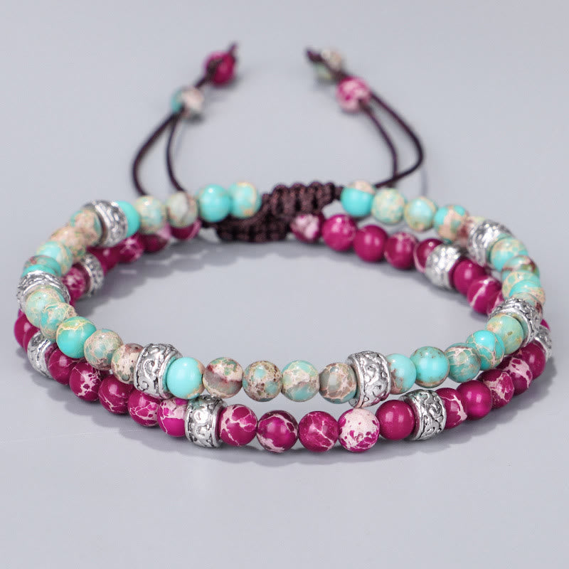 Olivenorma Natural Multicolor Imperial Stone Beaded Braided Bracelet - image 15