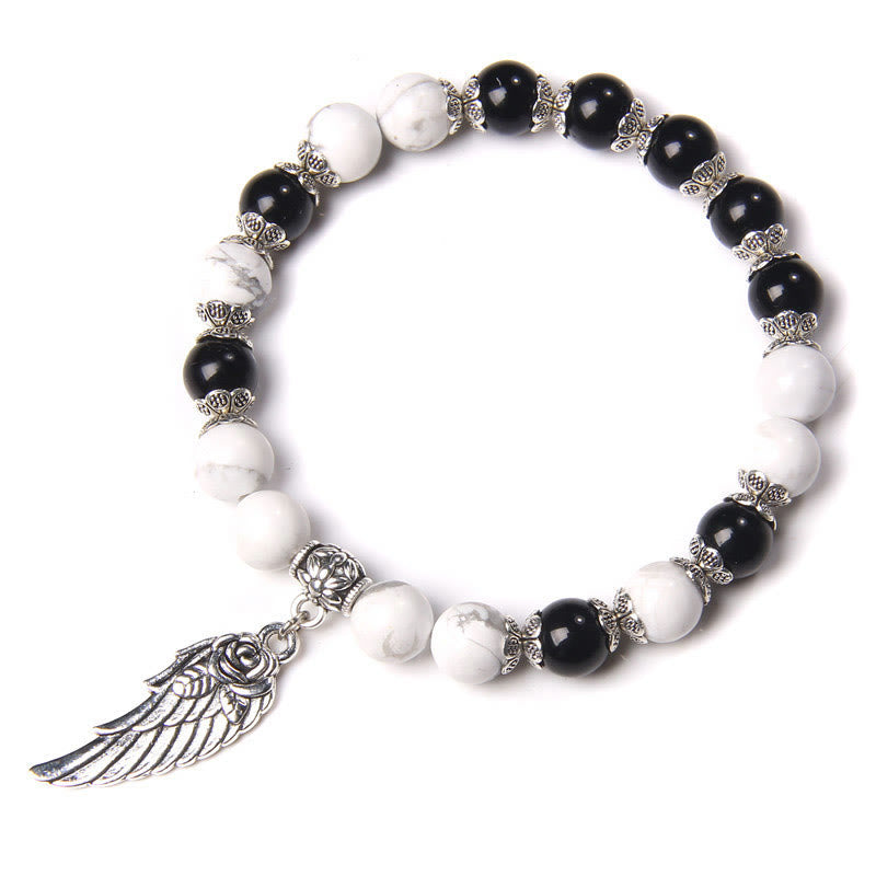 Olivenorma "Peace Energy" - Colors Crystal Agate Wing Bracelet - Obsidian&White Turquoise - image 14