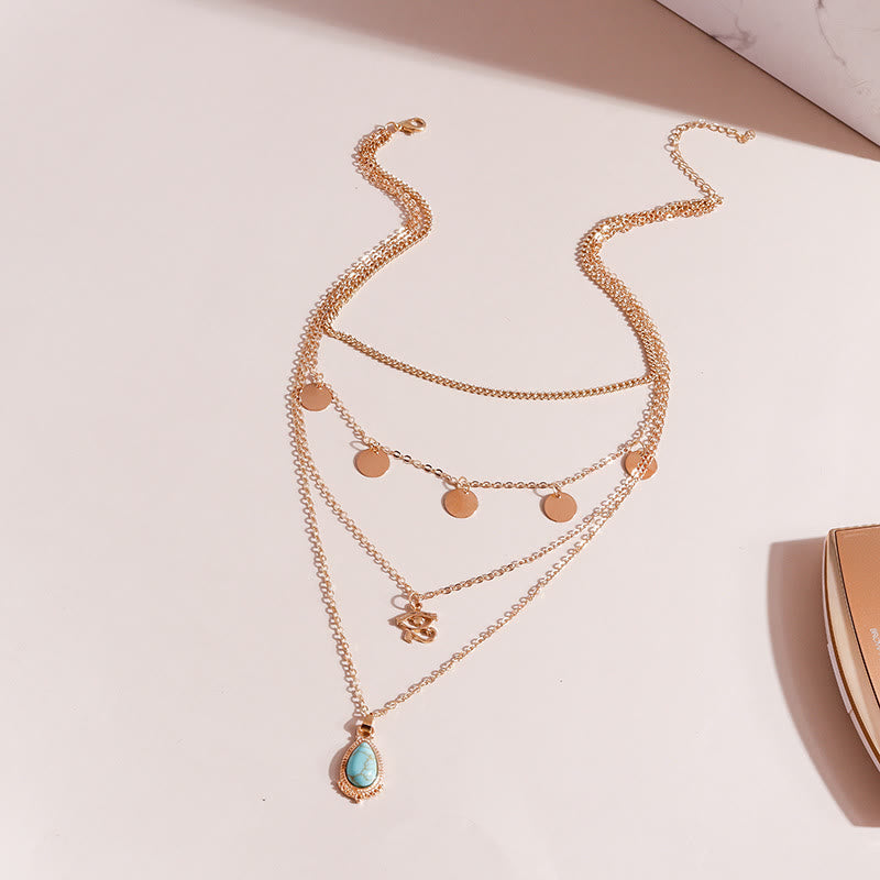 Olivenorma Turquoise Eye Of Horus Pendant Four Layer Necklace - image 3