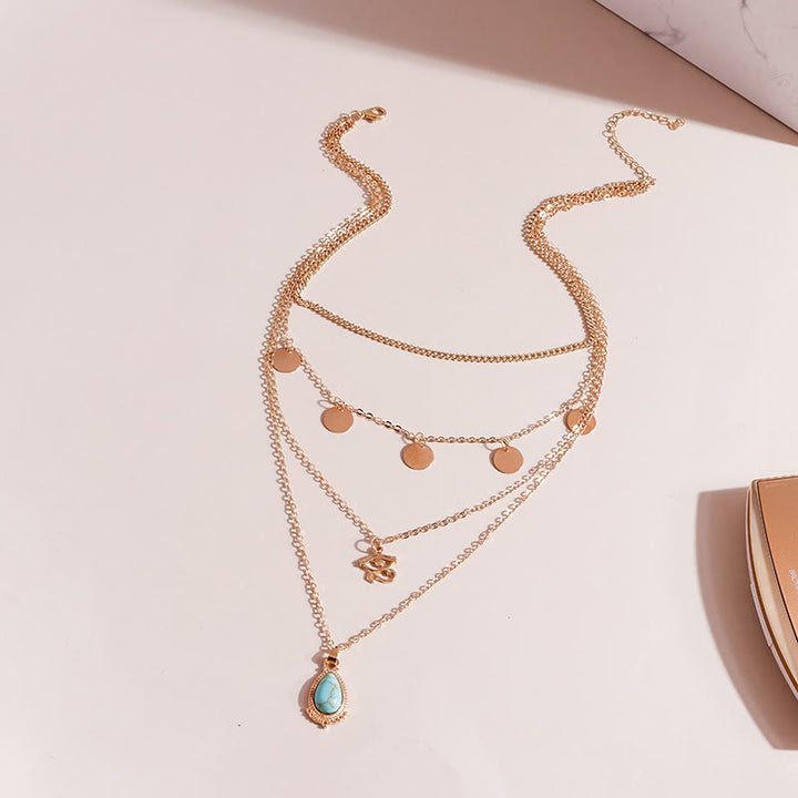 Olivenorma Turquoise Eye Of Horus Pendant Four Layer Necklace - image 3