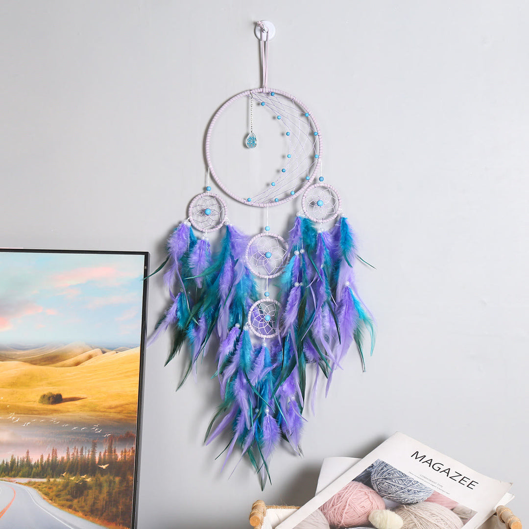 Olivenorma Half Circle Moon Decor With Lights Dream Catcher - Purple&Blue - Without Lights - image 4