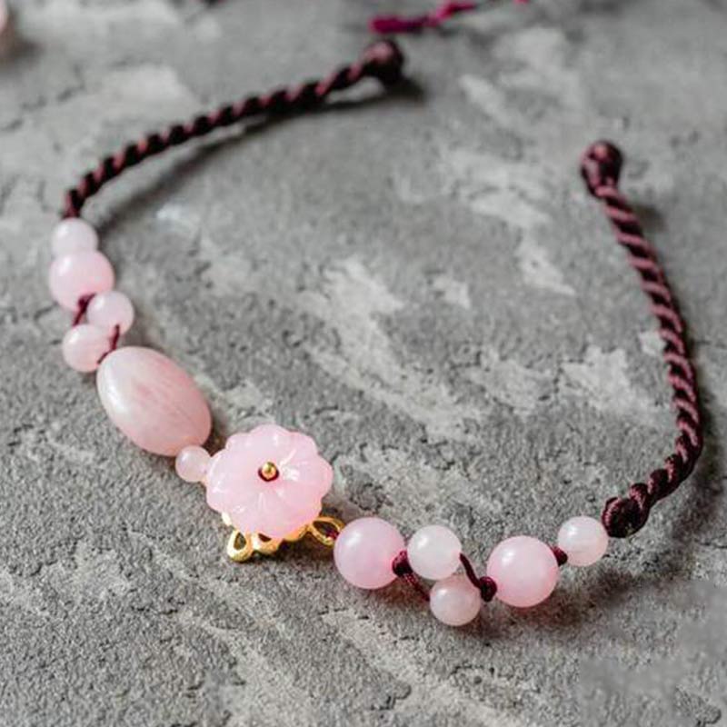 The Flower of Love Rose Quartz Anklet Bracelet - image 5