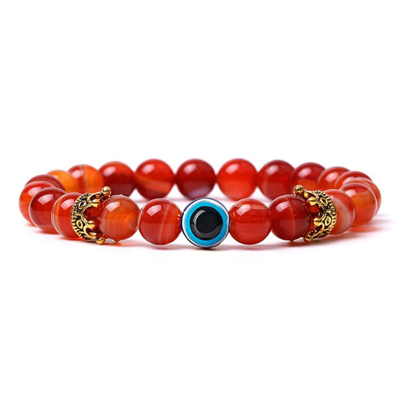 Natural Stone With Evil Eye Protection Bracelet - Red Agate - image 12