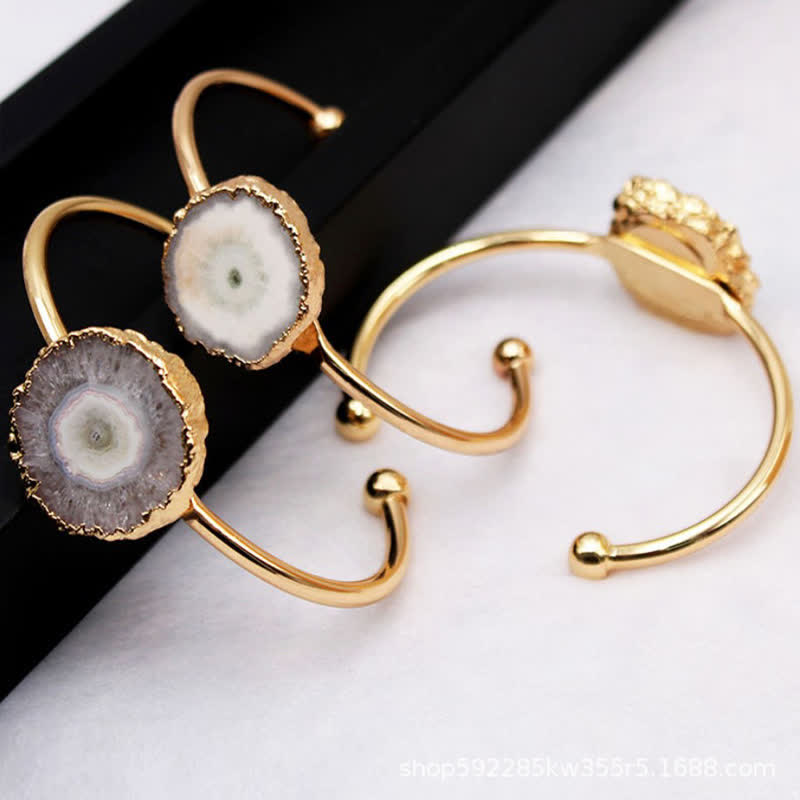 Irregular Sunflower Natural Gemstone Bracelet - Clear Crystal - image 1