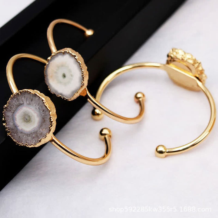 Irregular Sunflower Natural Gemstone Bracelet - Clear Crystal - image 1